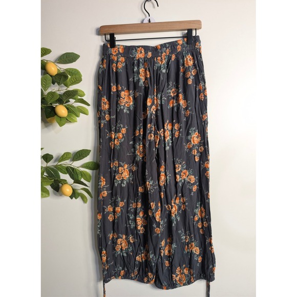 ANGIE Navy Floral Pants Sz M/L - Picture 3 of 3